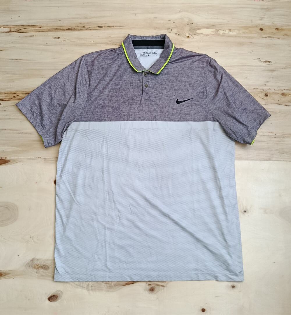 Nike Golf Polo Men’s Dri Fit Gray Green Short Sleeve Shirt Size XL